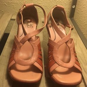 John Fluevog sandal wedges.